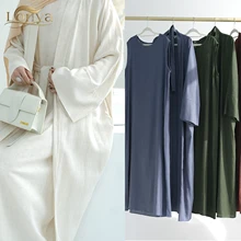 Loriya Abaya New Islamic Clothing Modest Premium Linen 2 Piece Abaya Set Abaya Women Muslim Dress Turkey Eid Collections