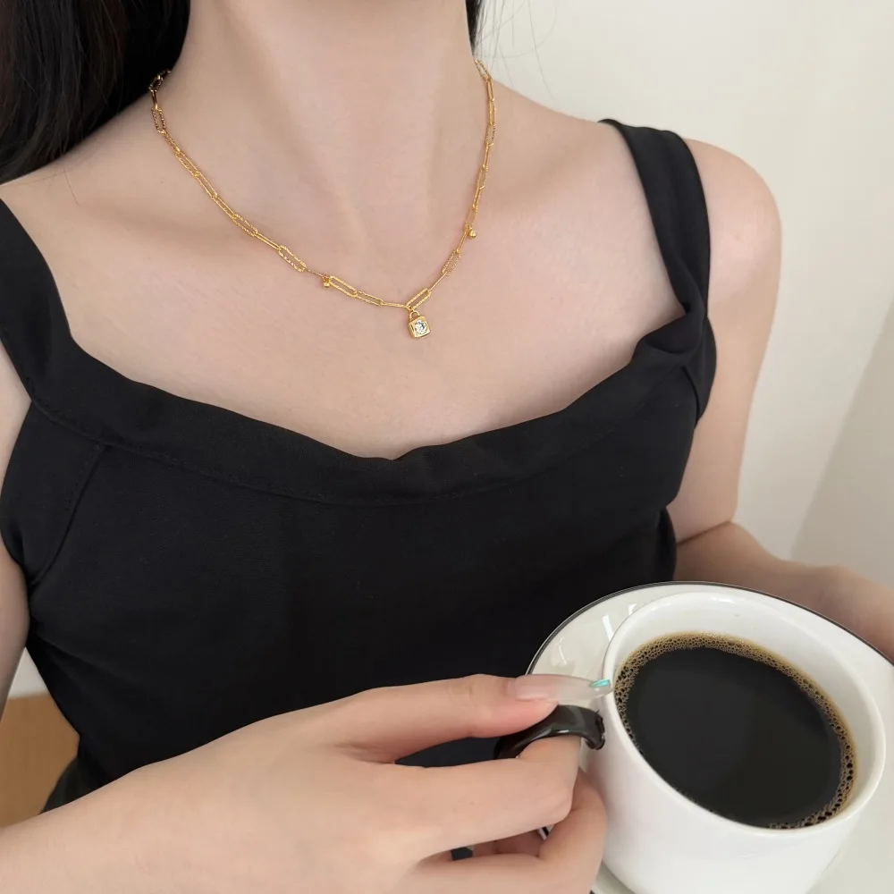 KAKODIY trendy design 925 Sterling Silver rhodium 18K gold plated chain 5A zirconia pendant necklace daily wear detail 2