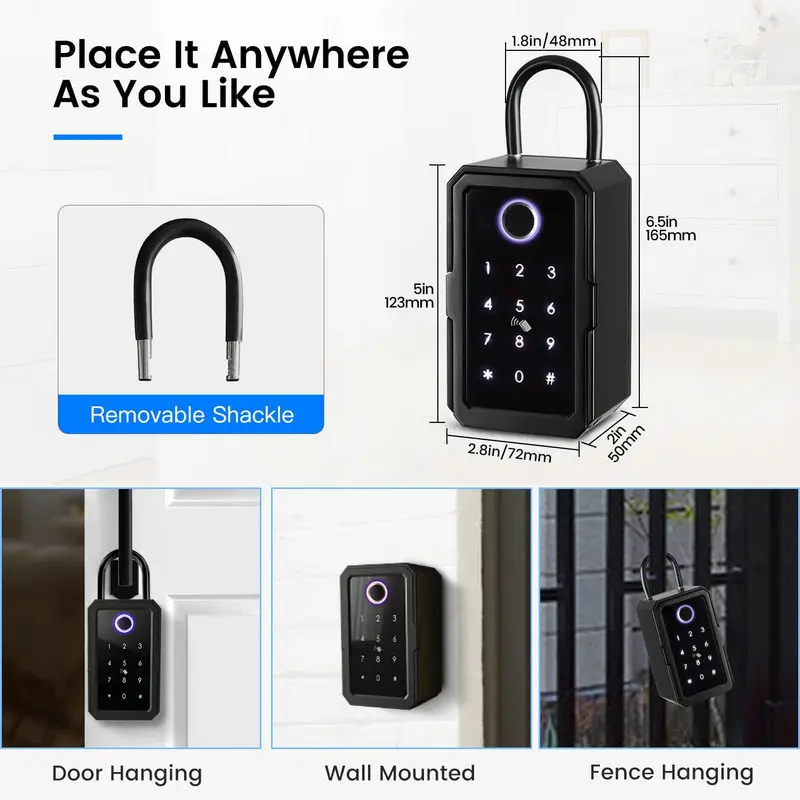 Intelligent Access Tuya TTlock Key Storage Box BLE Fingerprint WiFi Smart Keybox Lockbox