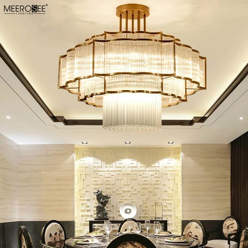 Meerosee Grand Luxury Hotel Hall Lobby Chandelier Classic Crystal Big Chandelier Pendant Light for Restaurant MD86759