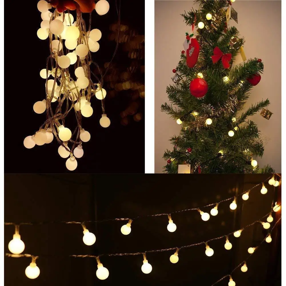 Remote control LED small white ball festival decoration outdoor indoor Christmas frosted ball colored lights string factory