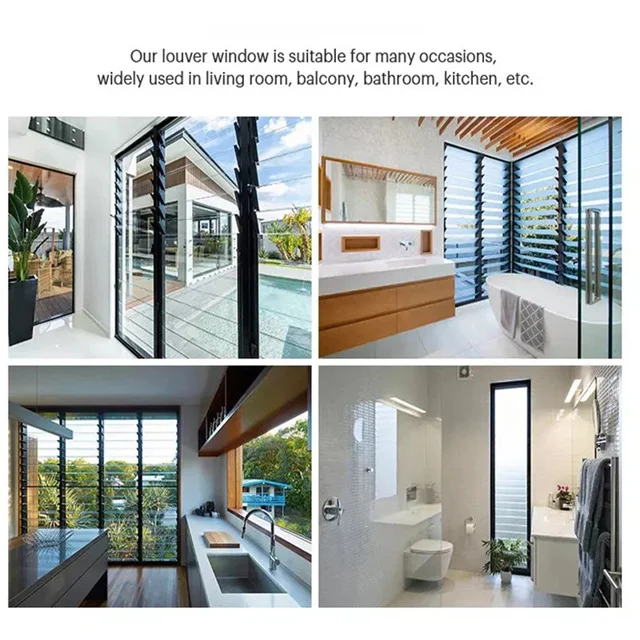 Customized Modern UPVC Tempered Glass Shutters Adjustable Sash Blinds for Home and Villa