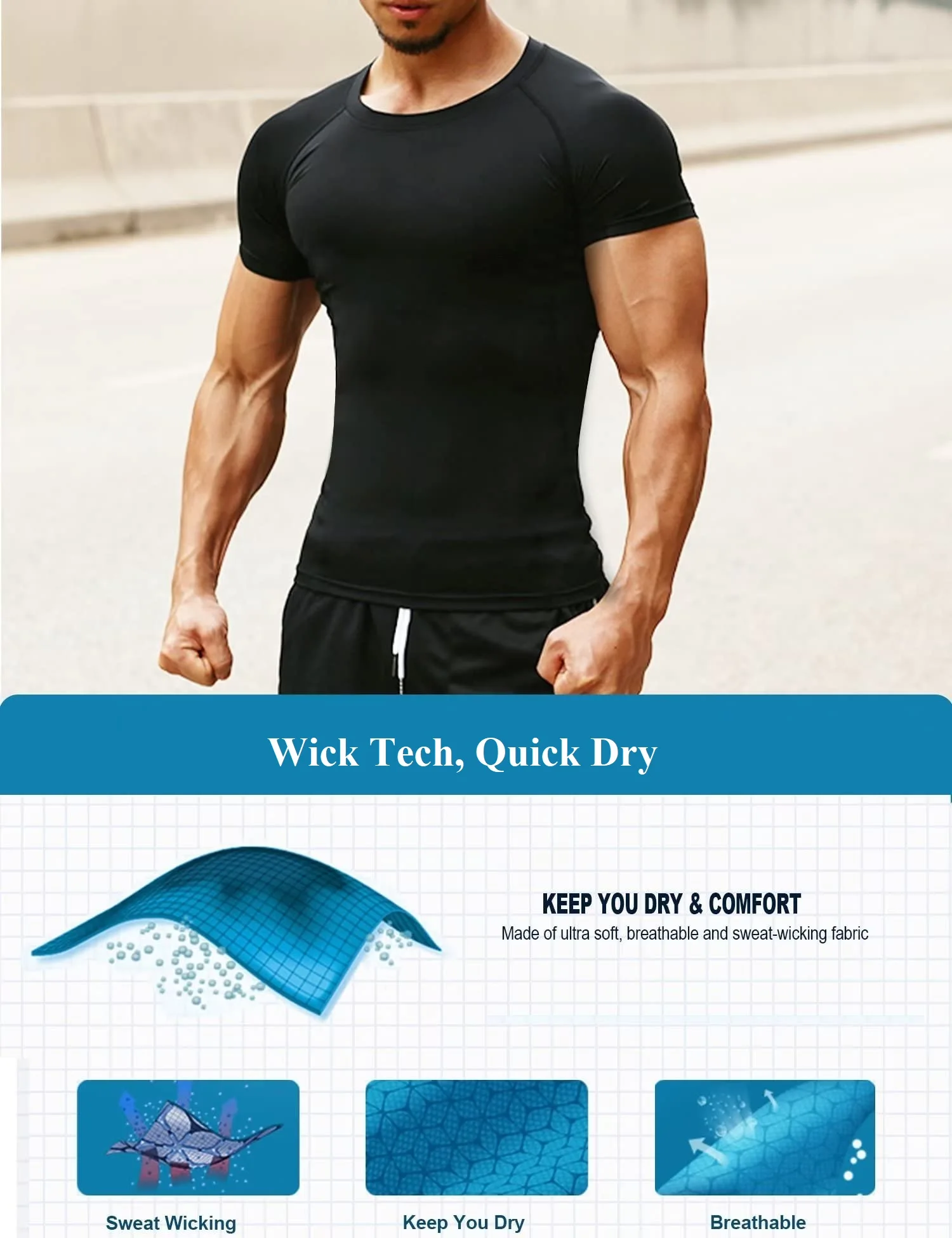 Custom Wholesale Compression Shirts Base Layer Polyester Workout Shirt