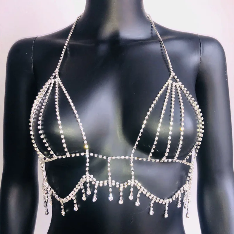 Crop Top Bustier Push-up Strass Diamant - Style Gothique Punk, Bretelles Détachables