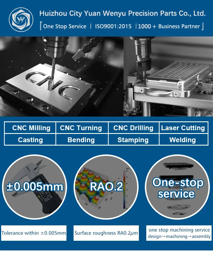 Precision CNC Turning Milling Parts with 100% Inspection ±0.002~±0.005mm Tolerance and Min Ra 0.1~3.2 Surface Finish