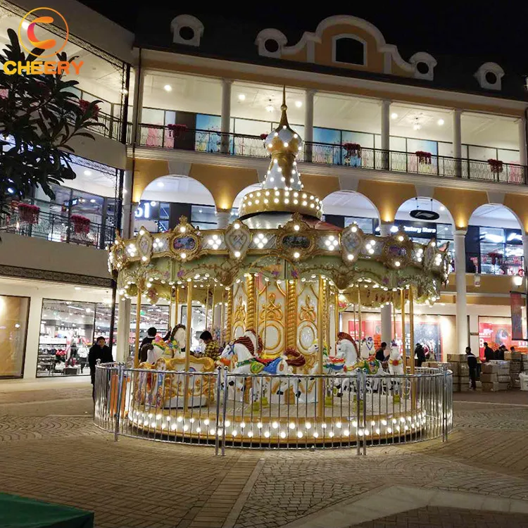 Commercial Entertainment Equipment Fiberglass Merry Go Around Kids Electric Merry Go Round Carousel