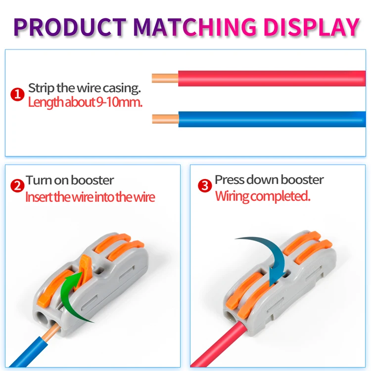 Spliceable Wire Connector SPL-2 Lever Connector 222 Universal Compact Wire Push-in Quick Terminal Block