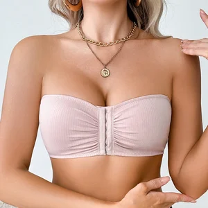 Wholesale High Duty Simple Design Non Padded Wire Free Bra Women With Front Buckle