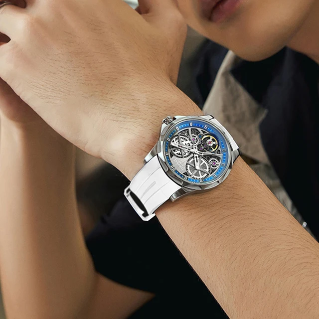 2022 Waterproof Automatic Watch Rubber Strap Men Watch Automatic Watch Skeleton Luxury Stainless Steel Wristwatches