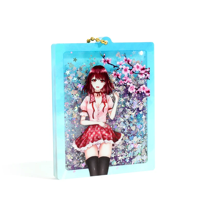 Vograce Acrylic Key Chain Customized Creative Pendant Anime Keychain Glitter Dust Liquid Acrylic Keychain