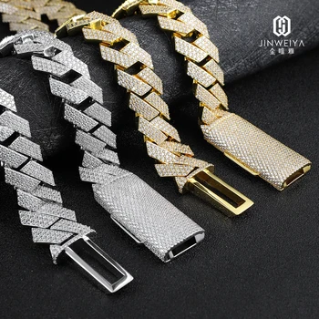 Factory Wholesale Hip Hop Rock Men Necklace 925 Sterling Silver 16 Inch 18 Inch 20 Inch 22 Inch 24 Inch 18mm Cuban Link Chain
