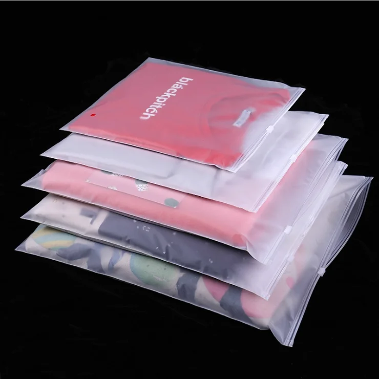 Custom Logo Transparent Clear Matte Zip Lock Plastic Socks Bikini Swimming Clothes Packaging Bag Customizable Zipper Closure