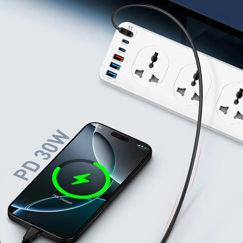 LDNIO SC10610C 10 Outlet Power Strip with 6 USB Ports Universal Socket Extension UK EU US Plug Multifunction Power Strips