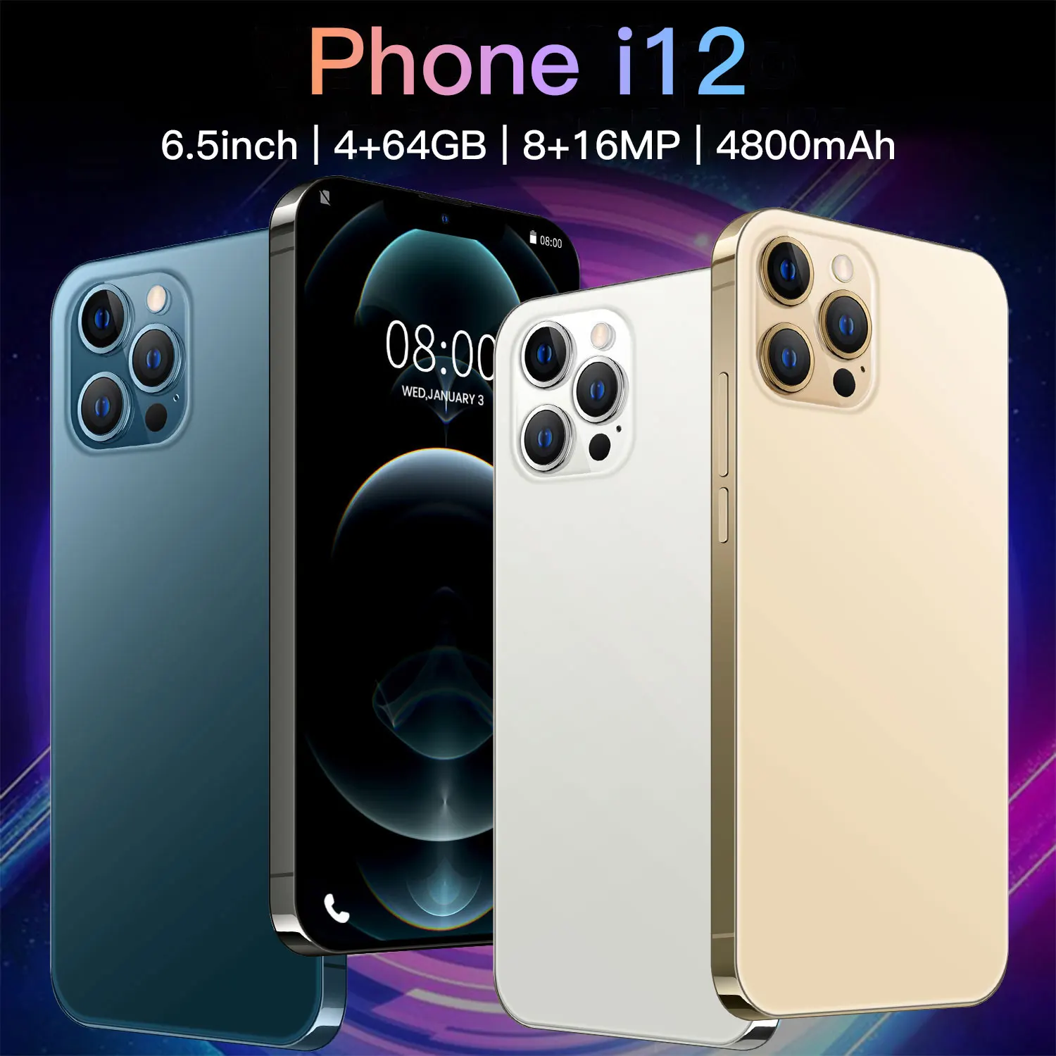 2021 оригинальный i12 Pro Max 6,7 дюймов MTK6799 Android10.0 смартфонов 12GB + 512GB 5G телефон 5600 мАч Power Bank мобильный телефон