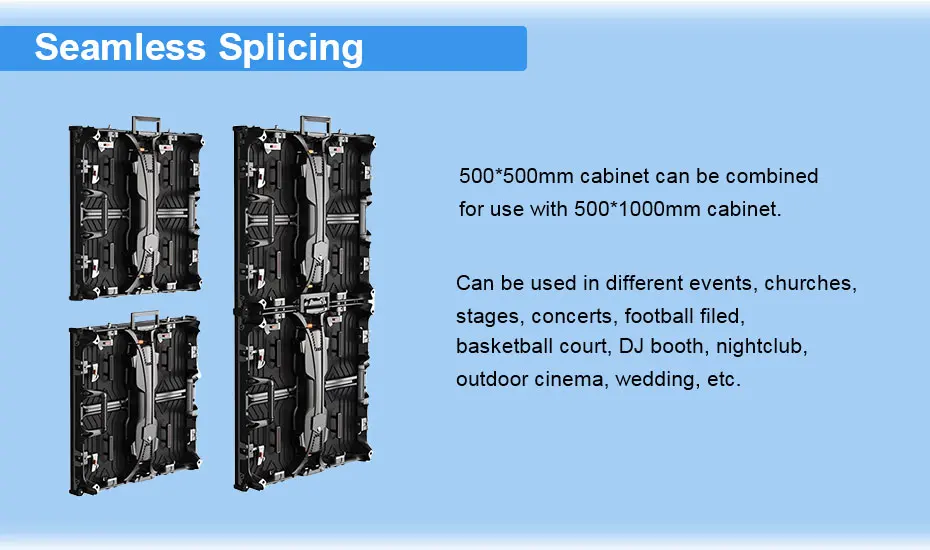 Outdoor Waterproof Modular Led Video Display Panels Tile Hanging Bar 500x500mm Foldable P3.91 P4.81 Led Screen