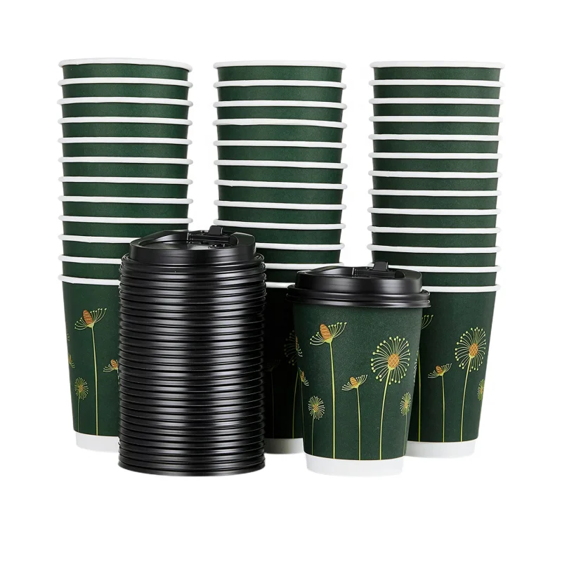 8/12/16/22 oz Wholesale Compostable Paper Coffee Cups Disposable Eco Friendly Disposable Coffee Cups With Lids