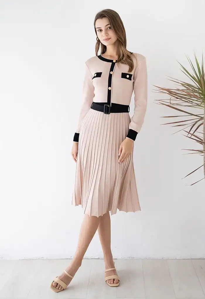 Custom Elegant Women's Knit Slim A Line High Waist Sweater Dress Classy ...