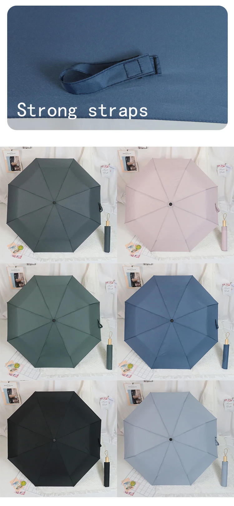 3 Folding Manual Umbrella Folding Umbrella With Wooden Handle Fold