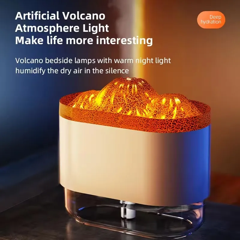 New Volcano Fire Flame Humidifier Flame Humidifiers Essential Oil Aroma ...