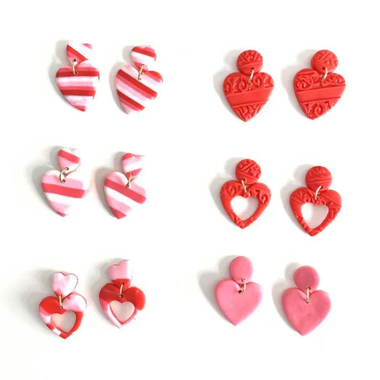Red Enamel Heart Huggie Hoop Earrings