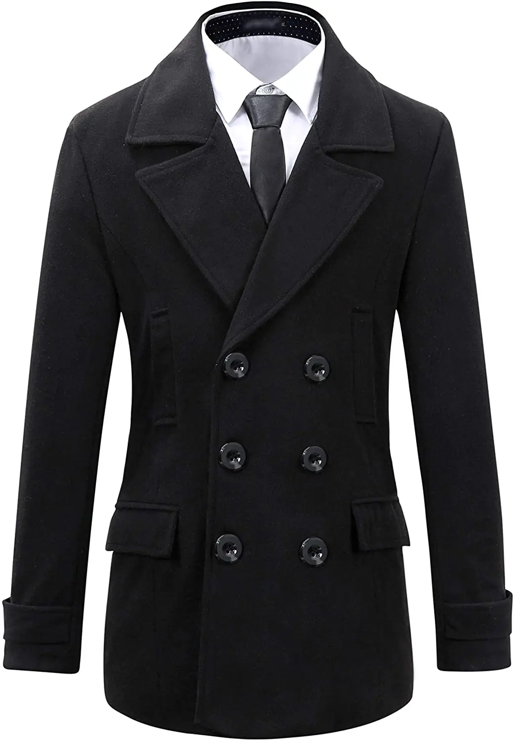 Slim Fit Herren Kurzmantel Zweireiher Slim Fit Trenchcoat