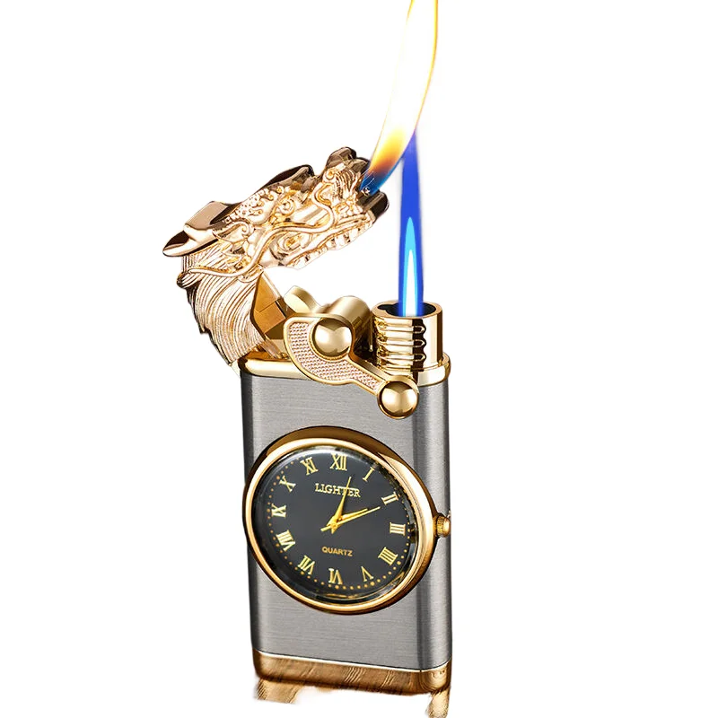 Оптовая продажа Лидер продаж многоразовая металлическая сигаретная зажигалка часы газовая