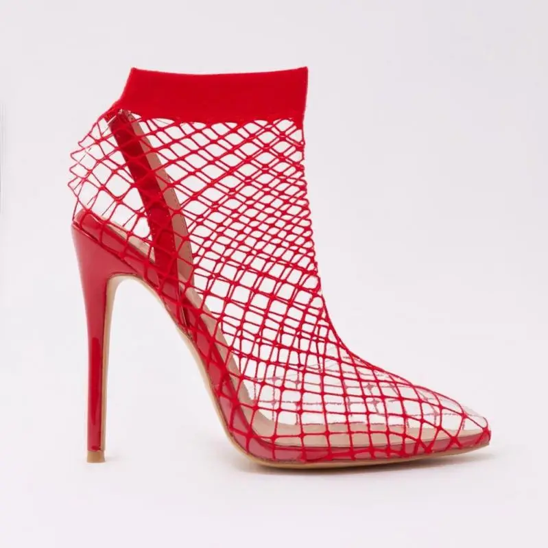 perspex fishnet heels