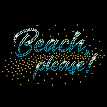 Beach Please Vacation Cruise Iron-on Rhinestone Transfer DIY Bling Hotfix Customization Rhinestone Transfer Crystal Transfer