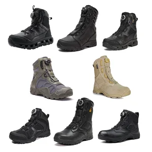Custom Wholesale Men's Outdoor Desert Cow Leather Waterproof Tactical Boots for Training Comfortable Shoes