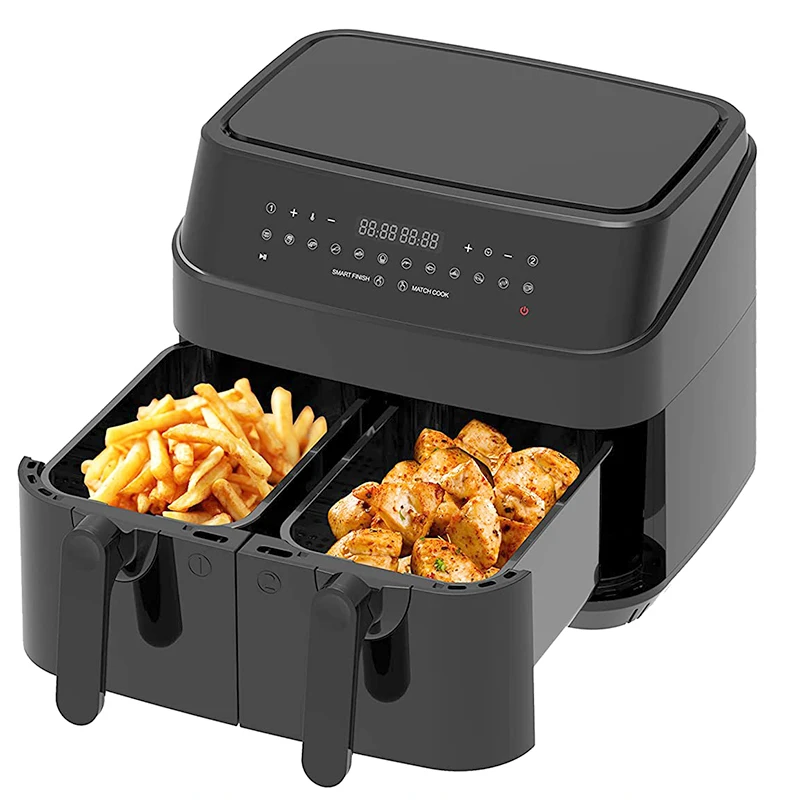 Double Air Fryer With Dual Basket 9l Two Dual Zone 2 Basket Deep Air Fryer  Electric