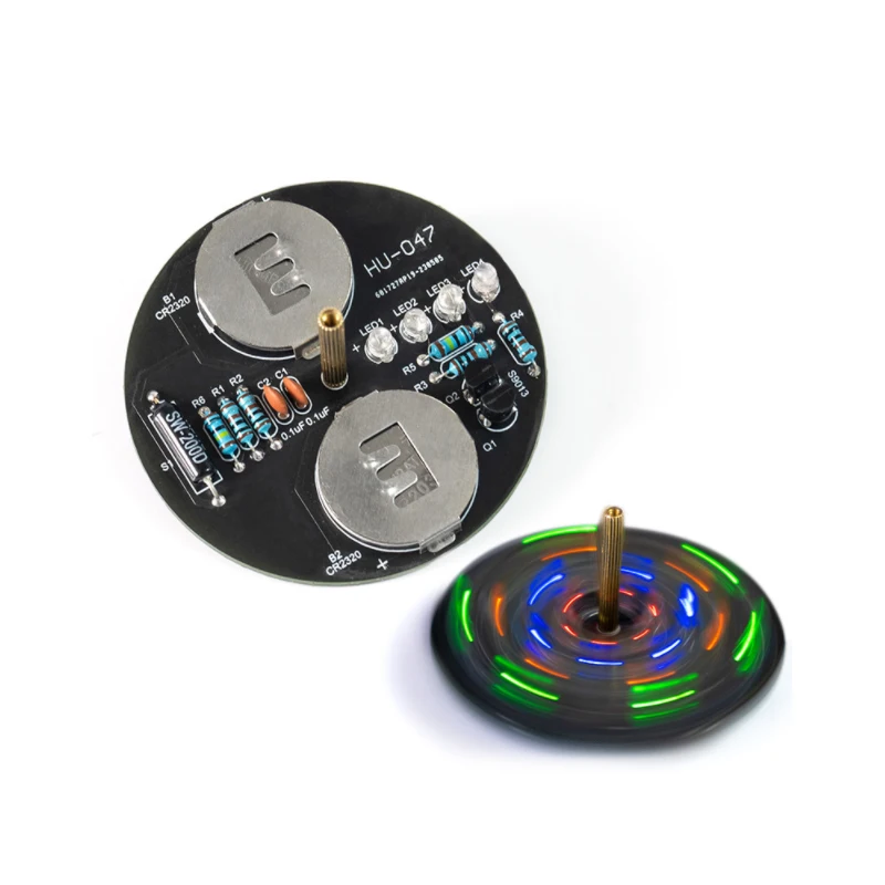 LED Spinning Gyro Electronics DIY Kit 12V Voltage Components with Flashing Lights Circuit Board Welding Practice SP2403001