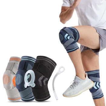 Wholesale Breathable Cozy Knitted New Nylon Knee Pads Against Force Buffer Silicone Spring Pad Knee Sleeve Support Brace