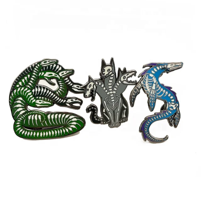 Customized Hydra Dragon Logo DIY Customized Snakes Logo Enamel Pin Glow Color Hard Soft Pin Badges