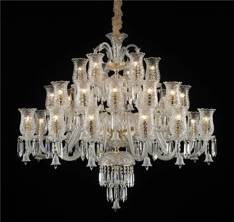 Meerosee Clear Crystal Chandelier Light Classic Crystal Pendant Lighting Baroque Crystal Pendant Light for Hotel  Villa MD87121