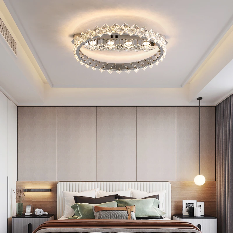 Creative Two Circle Around Living Room Bedroom Luxury Modern Crystal Led Ceiling Lights
