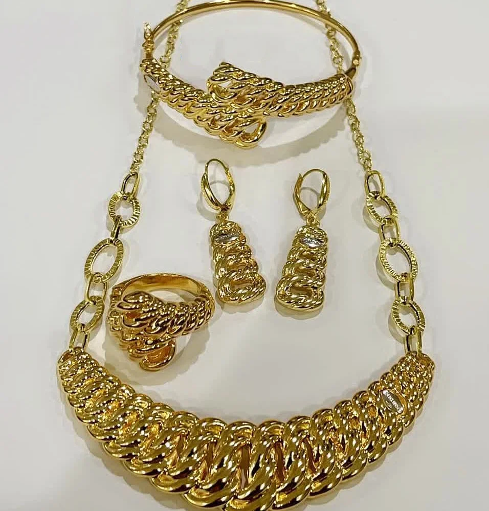 Gdjwri Luxury Pure Gold Jewelry Set 24k Gold Filled Necklace Sets For