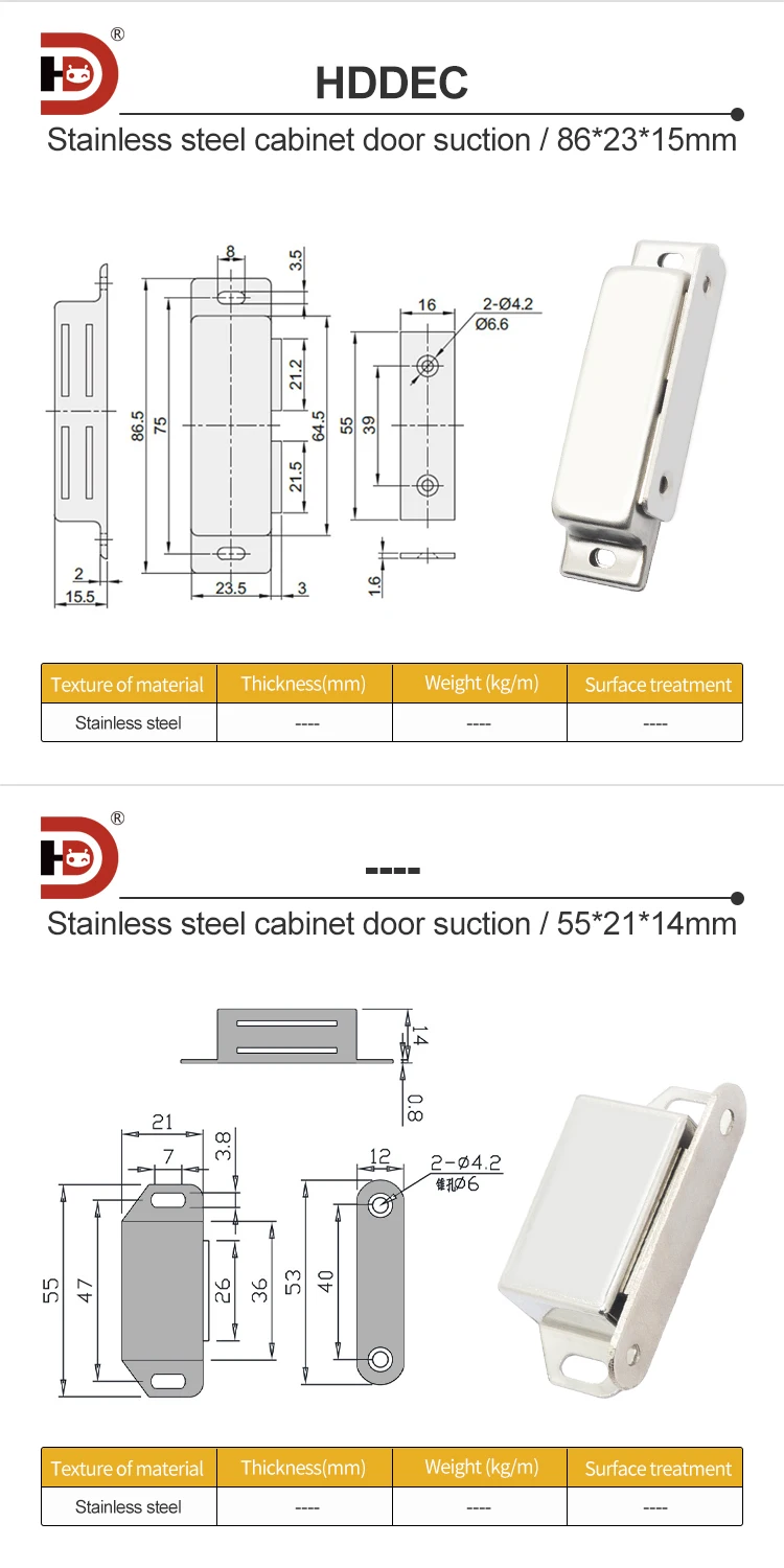 Stainless Steel Cabinet Door Suction Toolbox Wall Cabinet Drawer Door Magnetic Adsorption Aluminum Accessories factory