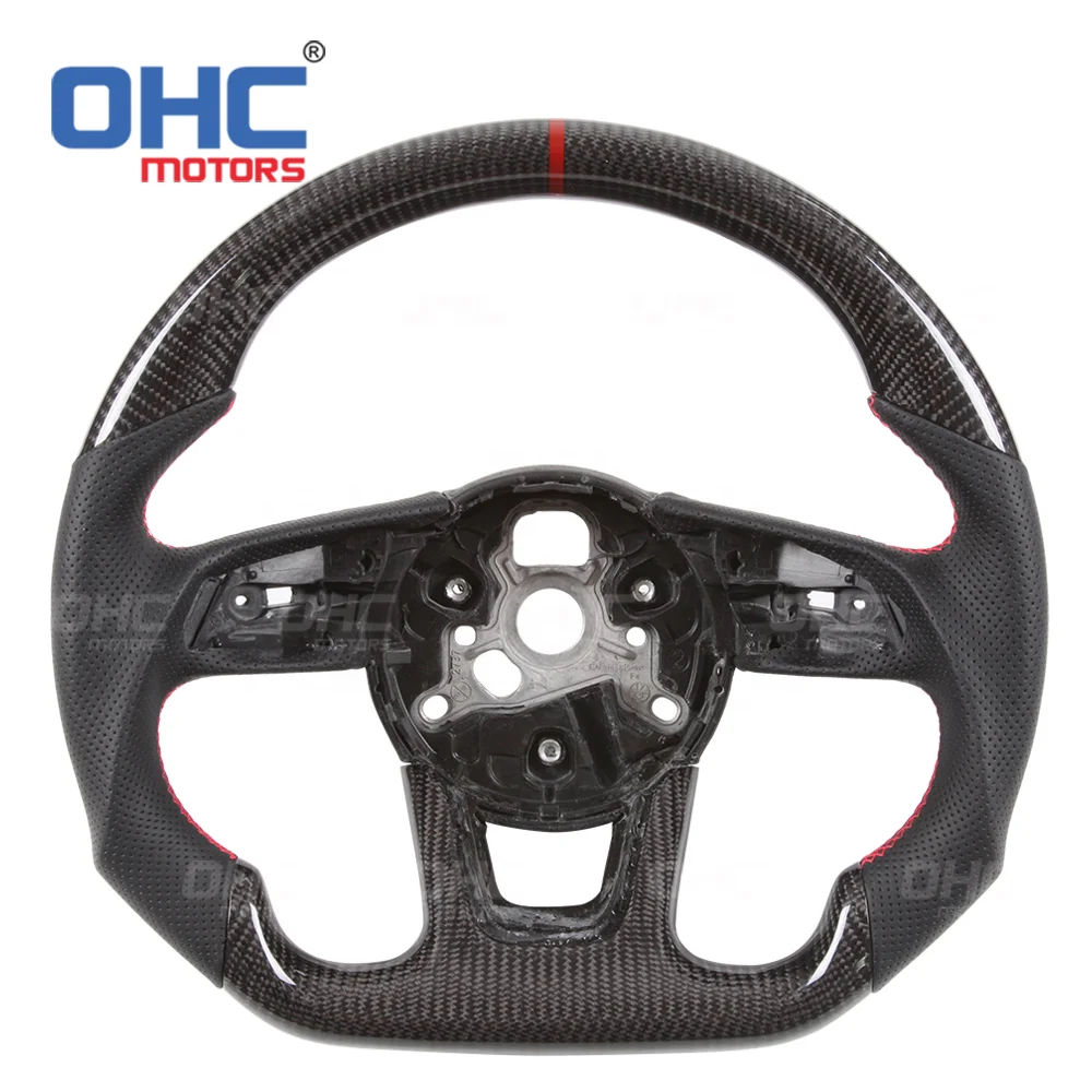 Custom LED RPM Steering Wheel for Audi RS3 8V 8Y RS4 RS5 S3 S4 S5 RS Leather Honeycomb Carbon Fiber Steering Wheel