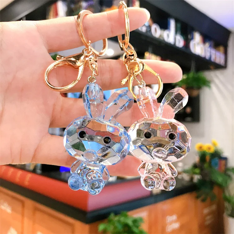 Crystal Rabbit Keychain Glittering  Key Chain for Women Bunny Car Bag Fashion Key Ring Buckle Accessories