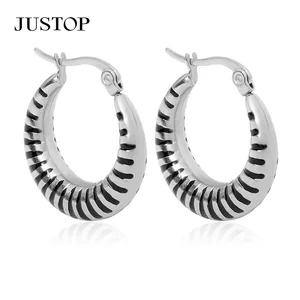 Brilliant Stainless Steel 18K Gold Plated Trendy Croissant Style Hoop Stud Earring Fine Fashion Jewelry for Unisex Party