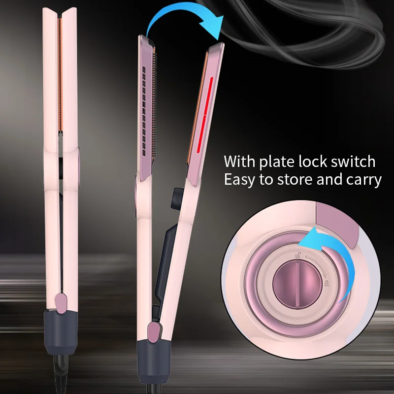 SMET Professional Ceramic Coating Infrared Ionic Flat Iron Hair Straightener LCD Digital Temperature Lockable Handle Household