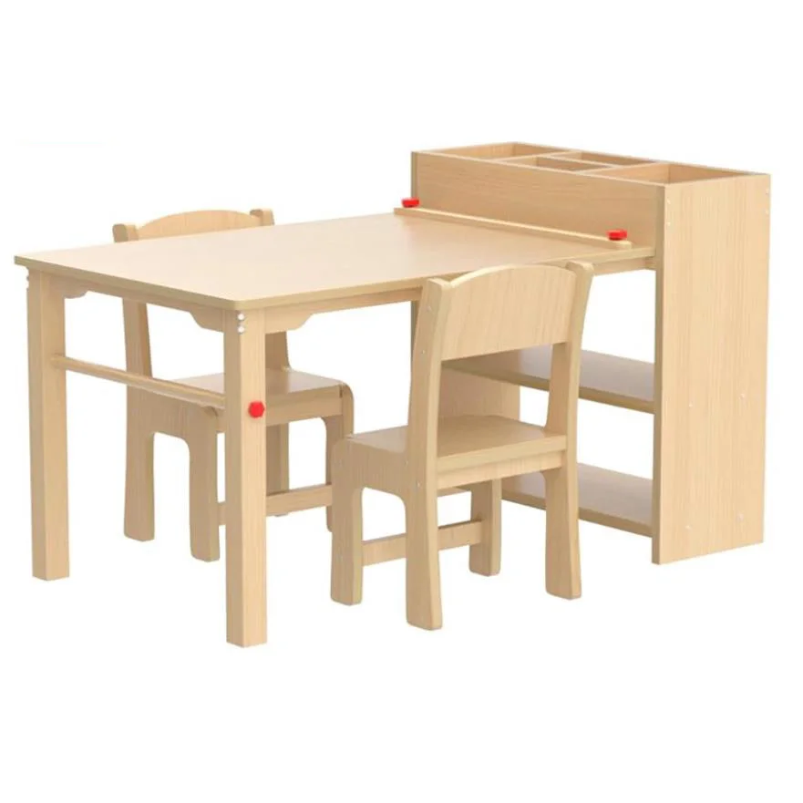 Детский художественный стол и стулья деревянный для рисования с полкой хранения