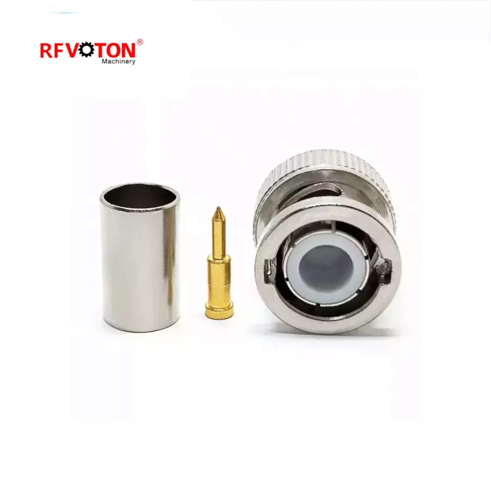 BNC Male Connector Crimp Coaxial Cable RG59 for 3G HD / SDI / CCTV rf connector supplier