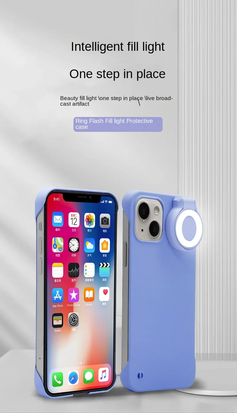 Builtin Selfie Ring Light Up Phone Case For Iphone 13 12 11 14 Pro Max