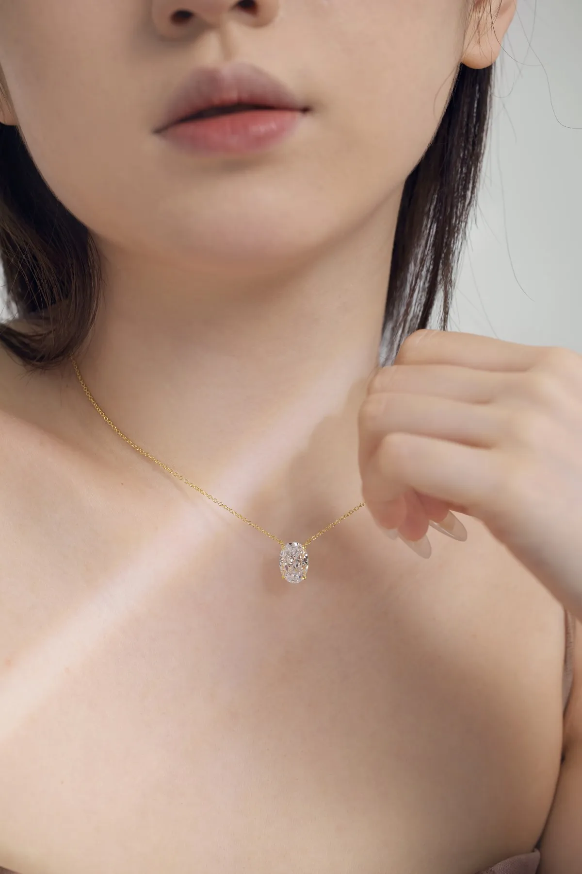 KAKODIY Simple Design 18K Gold Plated Link Charm 9mm Round 8A Zircon Necklace 925 Sterling Silver Women's Silver Pendant Necklace detail 5
