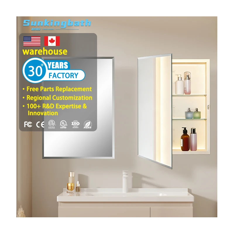 Factory New Hotel Bathroom Decoration Mirror Cabinet Aluminum Alloy Wall Mount Waterproof Medicine Cabinet