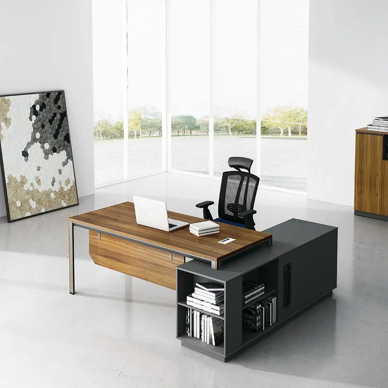Multifunctional Modern Design Boss Office Desk With Side Table Office