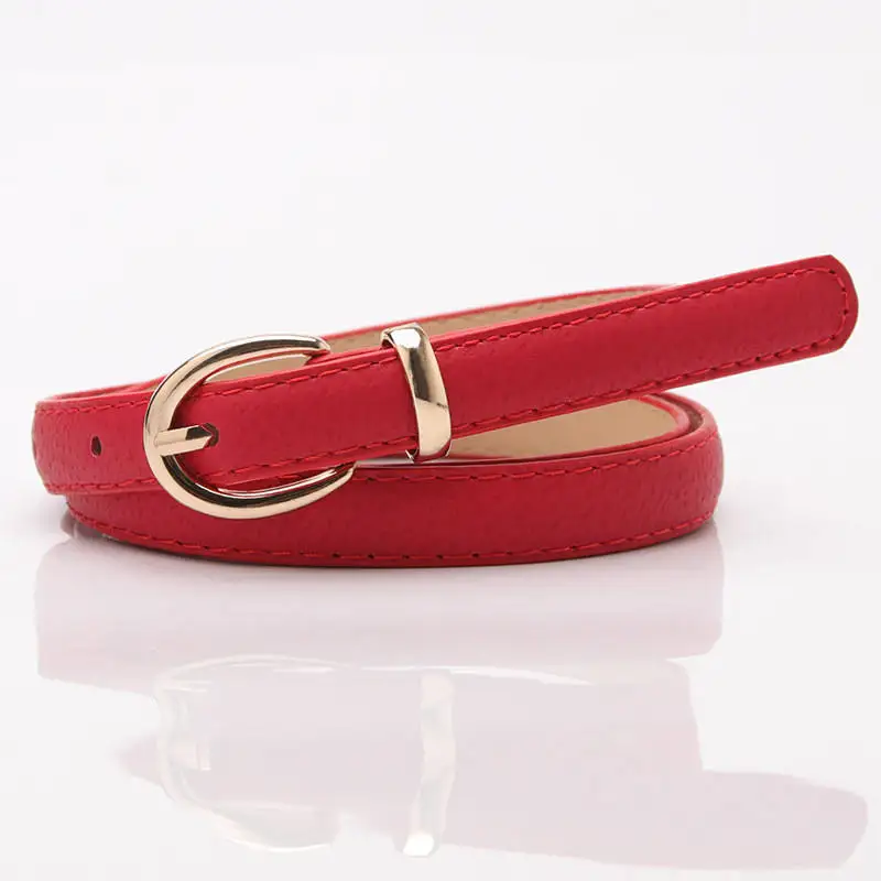 10 Colors Metal Buckle Loop Thin Casual Belt For Women Leather Belt