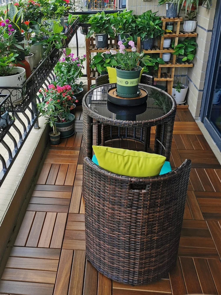 spazio-saver patio balcone mobili 3 pz rattan esterno tavolino e sedie set  per 2