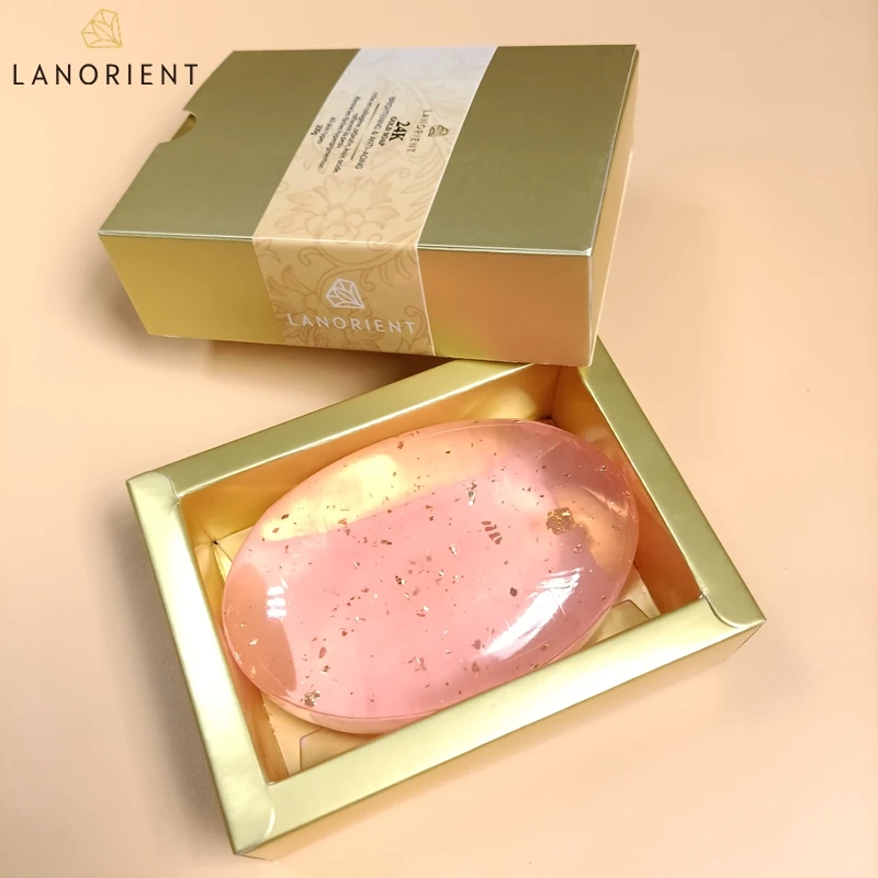 Private Label 24k Gold L-glutathion Lighten Soap Body Bath Soap Bar  Handmade Face Whitening Soap for Black Skin